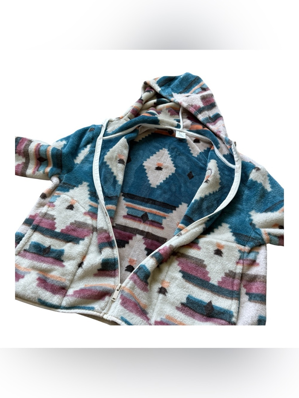 Buc-ee’s Aztec Plush Sherpa Zip Hoodie Jacket L Southwest Fleece Full Zip Cozy - Picture 7 of 10